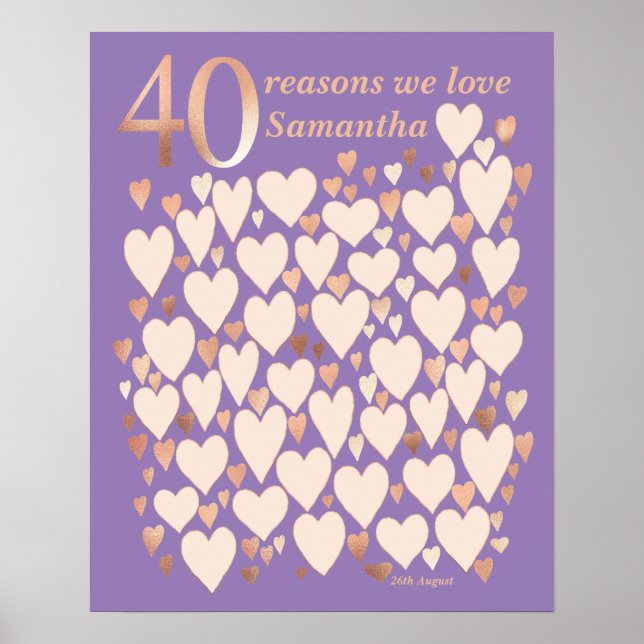 Affiche 40e anniversaire Lavender Rose 40 raisons (Devant)