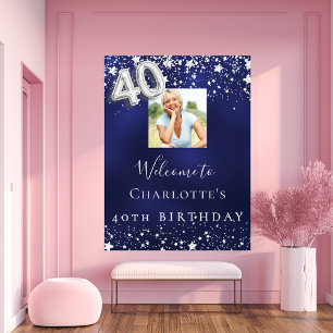 Affiche 40e anniversaire marine bleu argent étoiles photo 