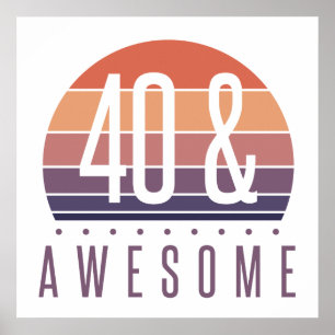 Affiche 40e anniversaire Retro Sunset