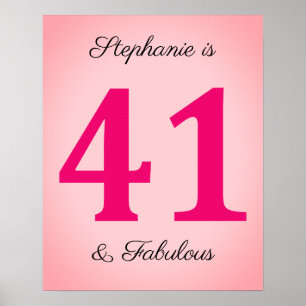 Affiche 41e Anniversaire Quarante Et Fabuleux Nom Rose