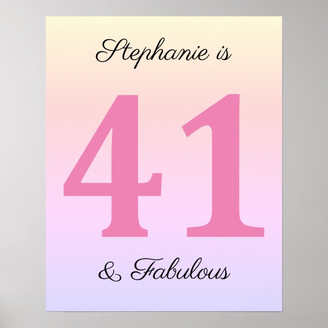 Affiche 41e Anniversaire Rose Quarante Un Nom Fabuleux (Devant)
