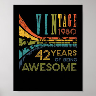 Affiche 42 Anniversaire Vintage 1980 42e anniversaire