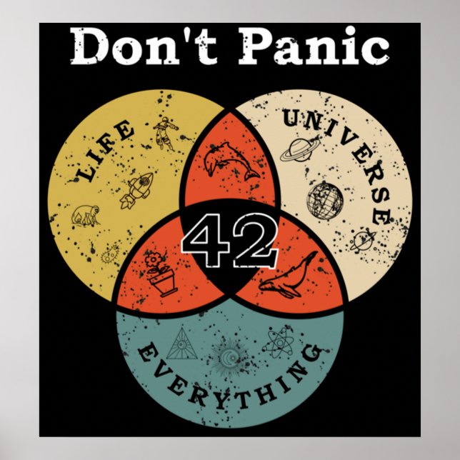 Affiche 42 Dont Panic Life Universe Tout Hitchhike (Devant)