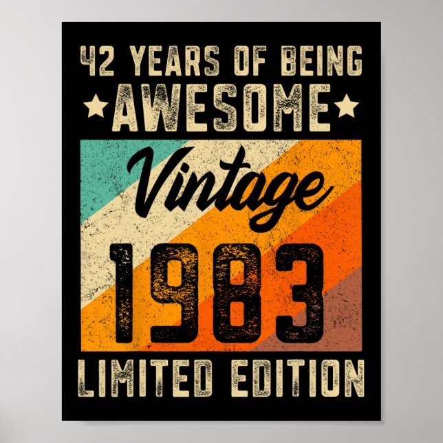 Affiche 42e anniversaire Hommes 42 ans Femmes 1983 Limited (Devant)