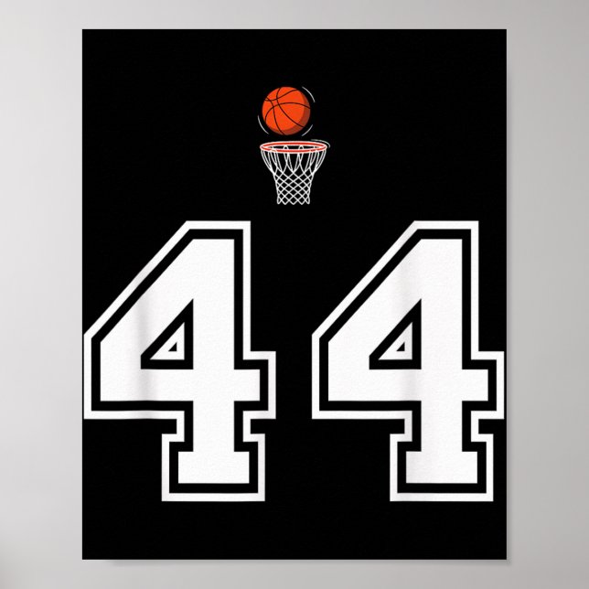 Affiche 44 Nombre Style Basketball Blanc Vintage (Devant)
