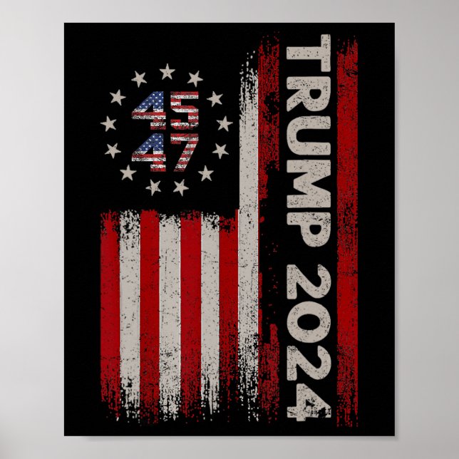Affiche 45 47 Donald Trump 2024 Élection du drapeau améric (Devant)