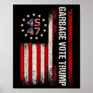 Affiche 45 47 Élection Trump 2024 Drapeau américain Garbyg