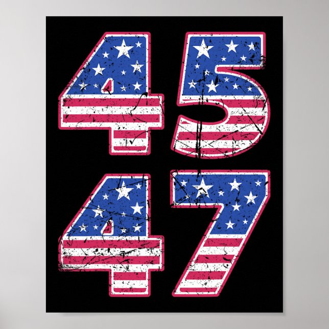 Affiche 45 47 Président Patriotique Trump Deux Fois Dans U (Devant)