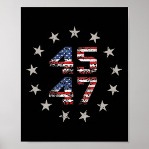 Affiche 45 47 Trump 2024 Drapeau américain (à l'arrière) 1