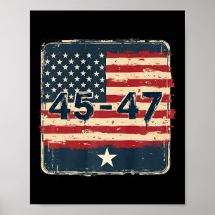 Affiche 45 47 Trump Drapeau Vintage des États-Unis