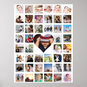 Affiche 45 Collage Photo Personnalisé Avec Coeur