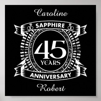 Affiche 45e anniversaire du mariage saphir crête