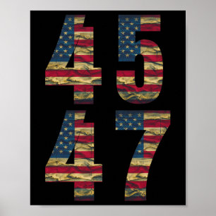 Affiche 47 Trump Mens Drapeau Vintage américain Trump 2024