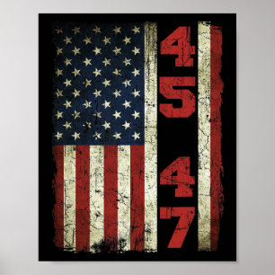 Affiche 47 Trump Vintage Usa Drapeau 2024 élection préside