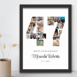Affiche 47e anniversaire Numéro 47 Photo personnalisée Col<br><div class="desc">Célébrez le 47ème anniversaire avec cette affiche personnalisée de collage photo numéro 47. Ce cadeau personnalisable est également parfait pour un anniversaire mariage. C'est une excellente façon de présenter des souvenirs précieux de votre vie de mariage et de marié. L'affiche comporte un collage de photos qui capturent ces moments spéciaux,...</div>