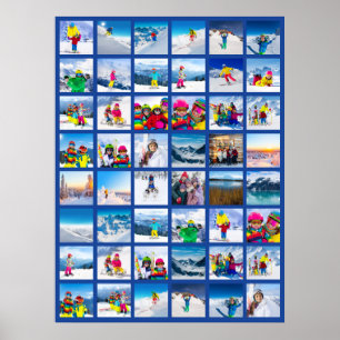 Affiche 48 Grille de Collage de Photos Bleu Foncé