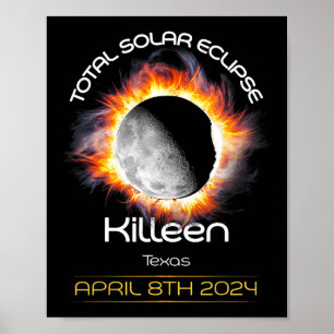 Affiche 4.08.24 Éclipse solaire totale 2024 Killeen Texas