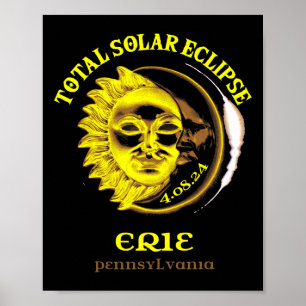Affiche 4.08.24 Total Solaire Eclipse 2024 Erie Pennsylvan