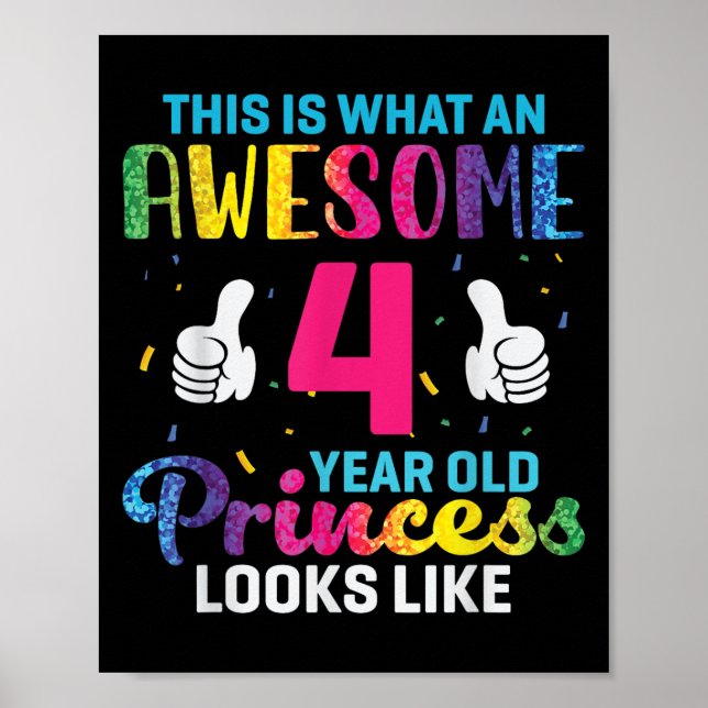 Affiche 4 Ans Princesse Citation d'anniversaire 4e Jour B  (Devant)