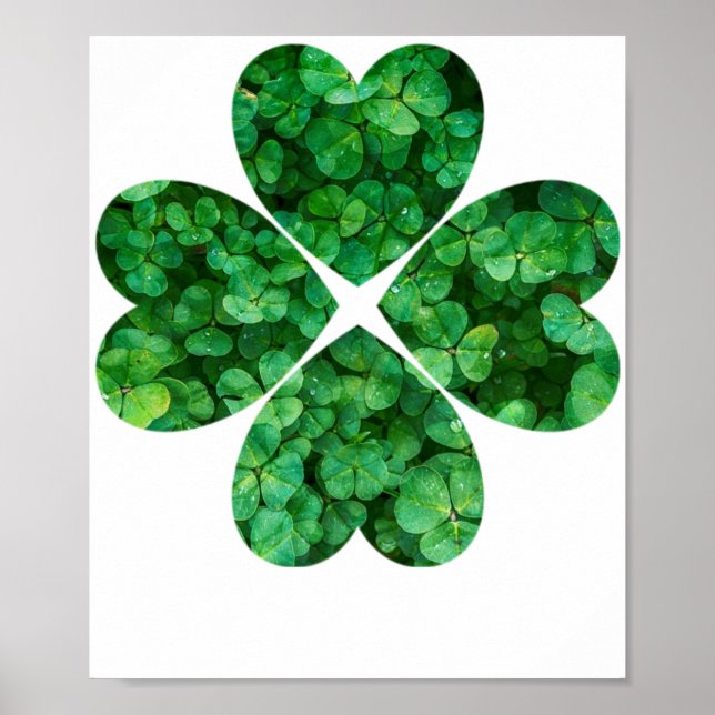 Affiche 4 Clover de coeur St Patrick's Day Shamrock irland (Devant)