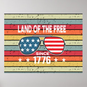 Affiche 4 juillet 1776 Fête de l'Indépendance Vintage