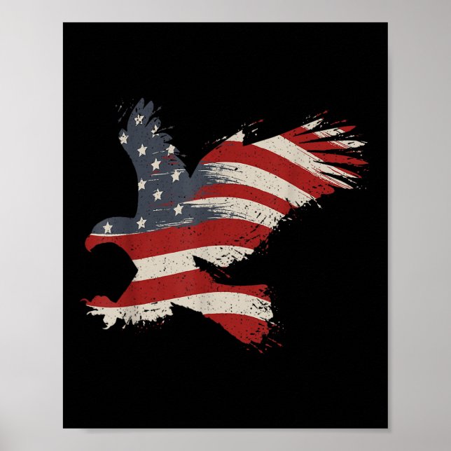 Affiche 4 juillet Aigle Avec Drapeau Américain Américain D (Devant)