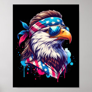 Affiche 4 juillet Aigle Funny Patriotique Juillet 4 Usa Mu