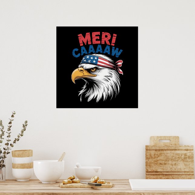 Affiche 4 juillet Aigle Liberté Patriotique (Cuisine)