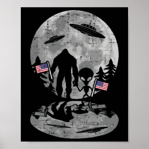 Affiche 4 juillet Alien de Bigfoot Ufo Funny Patriotic Fem
