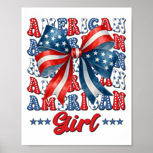 Affiche 4 juillet American Girl Coquette Drapeau américain