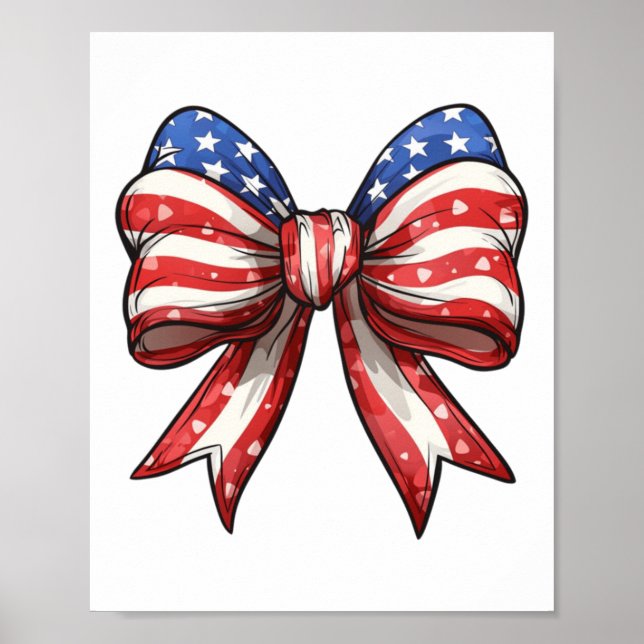 Affiche 4 juillet Amérique Coquette Bow Fête de l'indépend (Devant)