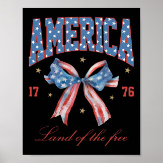 Affiche 4 juillet Amérique Coquette Bow Fête de l'indépend