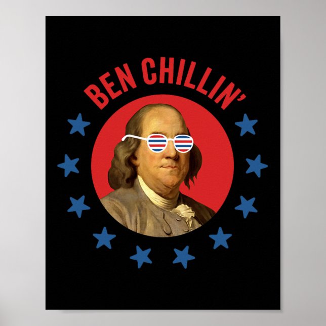 Affiche 4 juillet amusant - Ben Chillin' - Chill Ben Frank (Devant)
