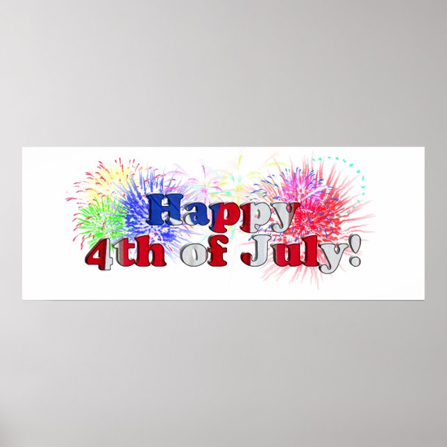 Affiche 4 juillet avec feux d'artifice (Devant)