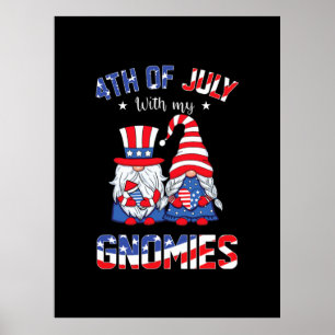 Affiche 4 juillet Avec Mes Gnomies Patriotique Gnome