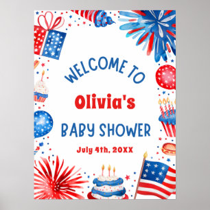 Affiche 4 juillet Baby shower neutre pour les femmes Bienv