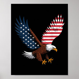Affiche 4 juillet Bald Eagle États-Unis Drapeau américain