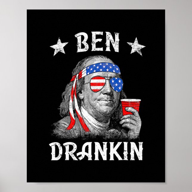 Affiche 4 juillet Ben Drankin Patriotique Funny Benjamin (Devant)