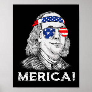 Affiche 4 juillet Ben Franklin Merica USA Garçons Filles E