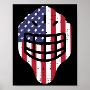 Affiche 4 juillet Casque de hockey sur glace Amérique Drap