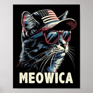 Affiche 4 juillet Cat Meowica Amoureux des chats Amérique