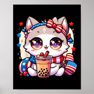 Affiche 4 juillet Chemise de chat Filles Kawaii Anime Boba