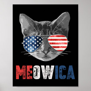 Affiche 4 juillet Chemise Meowica Drapeau Américain Chat