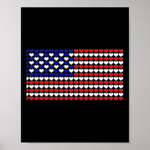Affiche 4 juillet Coeur de chemise Nous Drapeau Américain