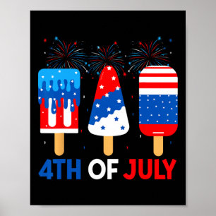 Affiche 4 juillet Crèmes glacées drôle Patriotique América