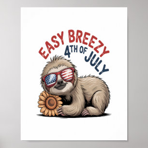 Affiche 4 juillet de tournesol Sloth