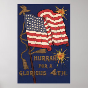 Affiche 4 JUILLET d'explosion du feu d'artifice du drapeau