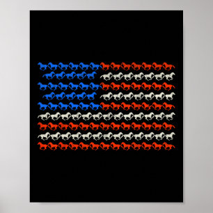 Affiche 4 juillet Drapeau américain Horseback équitation U