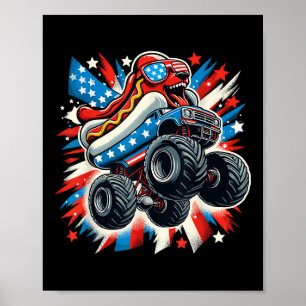 Affiche 4 juillet Drapeau Américain Usa Hotdog Monster Kid