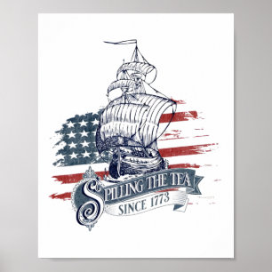 Affiche 4 juillet Drôle De Déverser Le Thé Depuis 1773 Qua